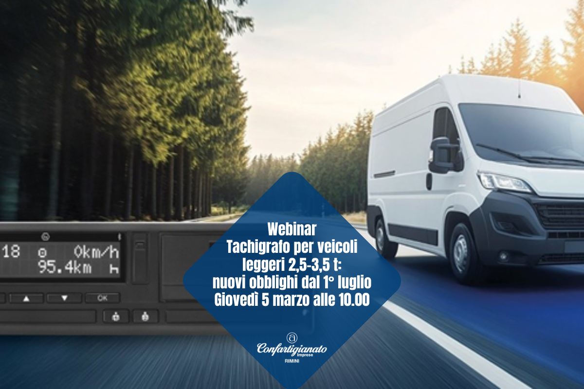 Webinar Trasporti “Tachigrafo per veicoli leggeri 2,5-3,5” – Giovedì, 5 marzo